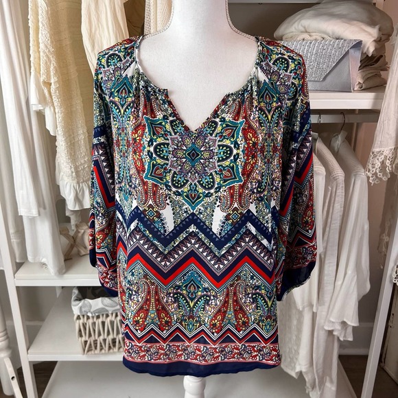 Renee C. Tops - Renee C. women's sz Med. Paisley boho blouse,  Feminine, bohemian, hippie 1593